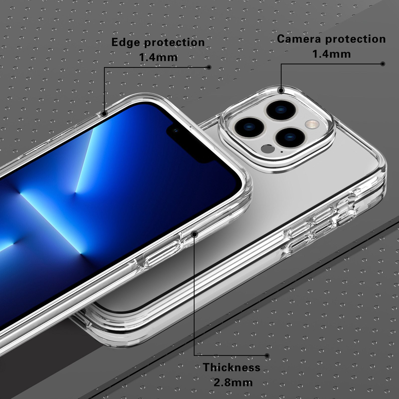 Transparent Phone Case for iPhone 15 Pro , Hard PC + Soft TPU Case Anti-collision Hybrid Cover - Transparent Grey Transparent Phone Case for iPhone 15 Pro , Hard PC + Soft TPU Case Anti-collision Hybrid Cover - Transparent Grey